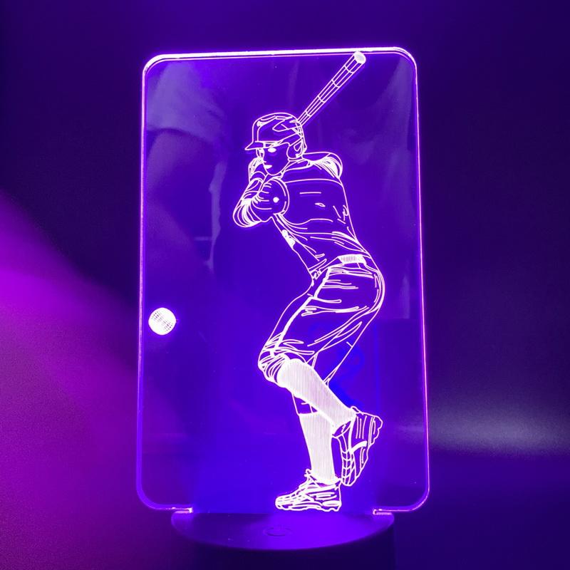 baseball player Sport 3D Illusion Lamp Night Light