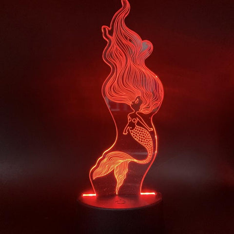 Image of Beautiful Mermaid Figure 3D Illusion Lamp Night Light