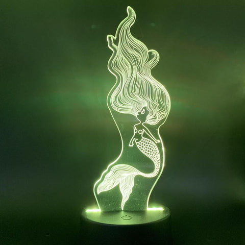 Image of Beautiful Mermaid Figure 3D Illusion Lamp Night Light