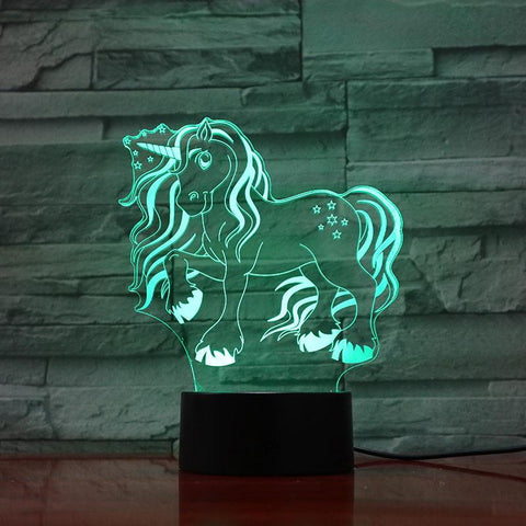 Image of Beautiful Unicorn 3D Illusion Lamp Night Light