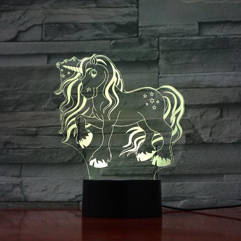 Beautiful Unicorn 3D Illusion Lamp Night Light