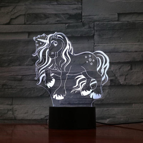 Image of Beautiful Unicorn 3D Illusion Lamp Night Light