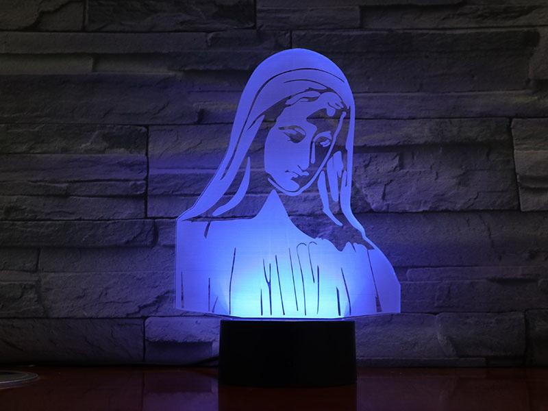 Blessed Virgin Mary Figure 3D Illusion Lamp Night Light