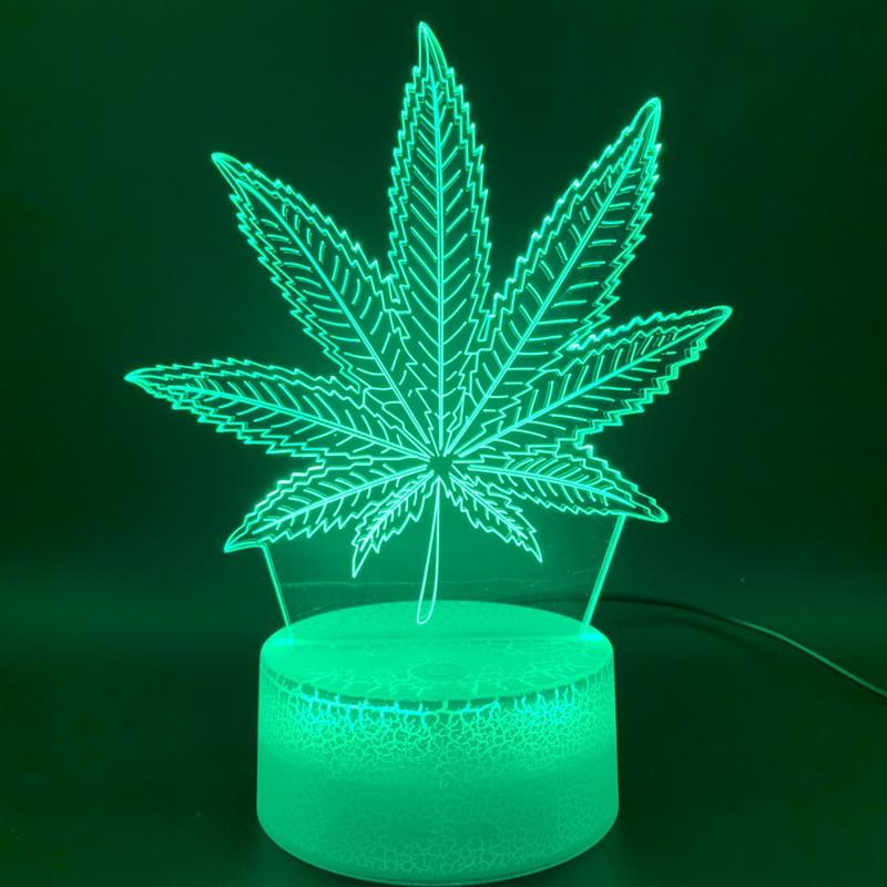 Botany Cannabis Marijuana Bar Room 3D Illusion Lamp Night Light