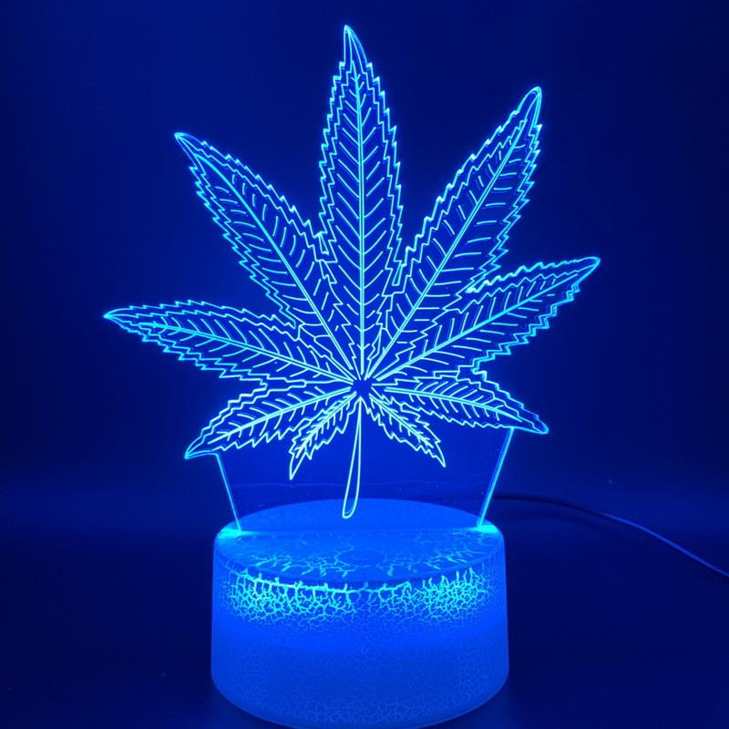 Botany Cannabis Marijuana Bar Room 3D Illusion Lamp Night Light
