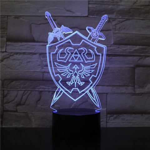 Image of Boys Game The Legend of Zelda Shield Sword Room 3D Illusion Lamp Night Light