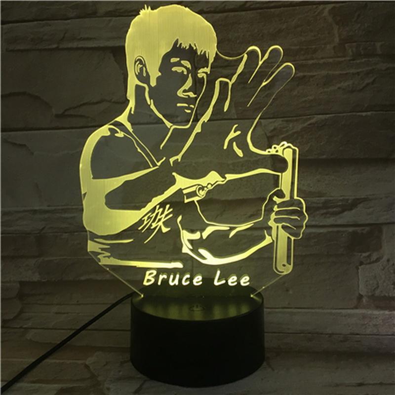Bruce Lee Nunchakus Figure 3D Illusion Lamp Night Light