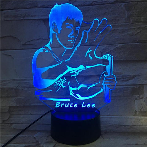 Image of Bruce Lee Nunchakus Figure 3D Illusion Lamp Night Light