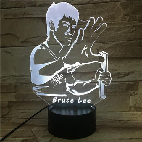 Image of Bruce Lee Nunchakus Figure 3D Illusion Lamp Night Light