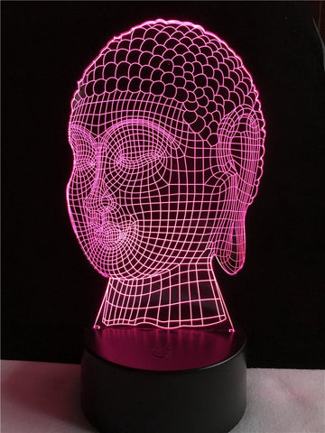 Image of Buddha Religon Respect Buddhism 3D Illusion Lamp Night Light