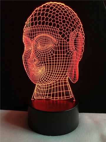 Image of Buddha Religon Respect Buddhism 3D Illusion Lamp Night Light