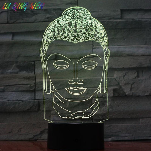Image of Buddha Statue 3D Illusion Lamp Night Light