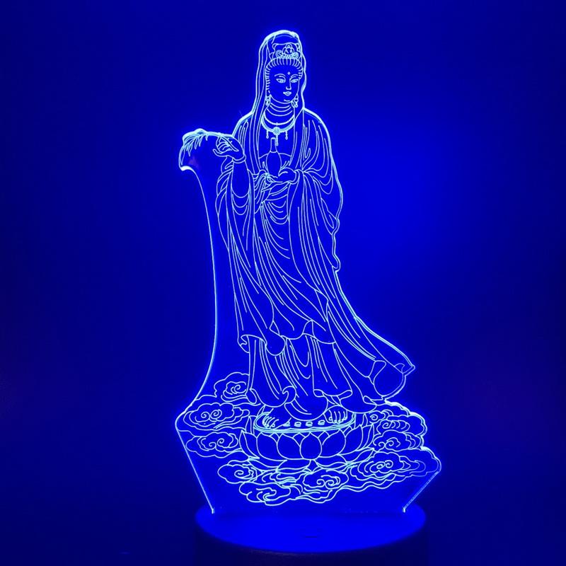 Buddhism Avalokitesvara Bodhisattva 3D Illusion Lamp Night Light