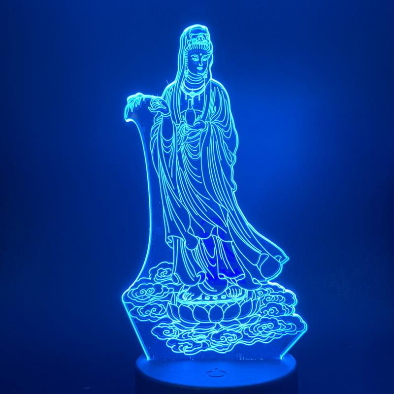 Buddhism Avalokitesvara Bodhisattva 3D Illusion Lamp Night Light