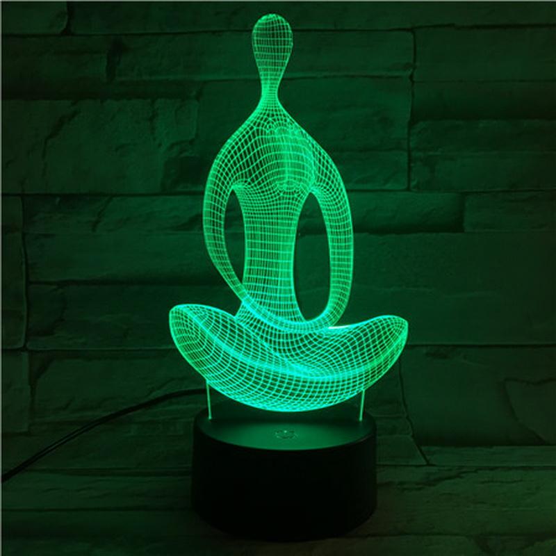 Buddhist Medit 3D Illusion Lamp Night Light