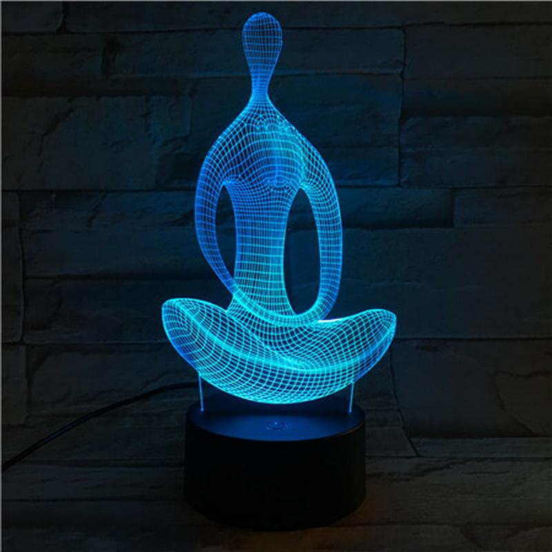 Buddhist Medit 3D Illusion Lamp Night Light