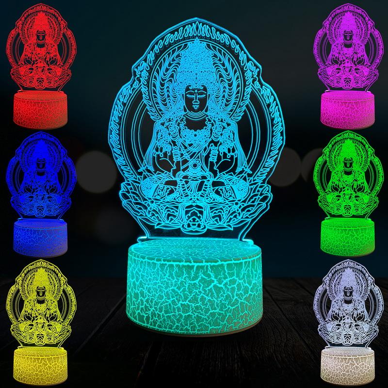 Buddhistic Religion Buddha 3D Illusion Lamp Night Light