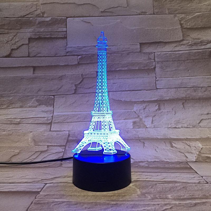 Building of Paris Eiffel Tower 3D Illusion Lamp Night Light