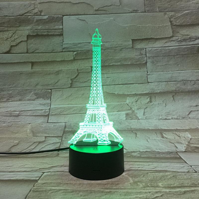Building of Paris Eiffel Tower 3D Illusion Lamp Night Light