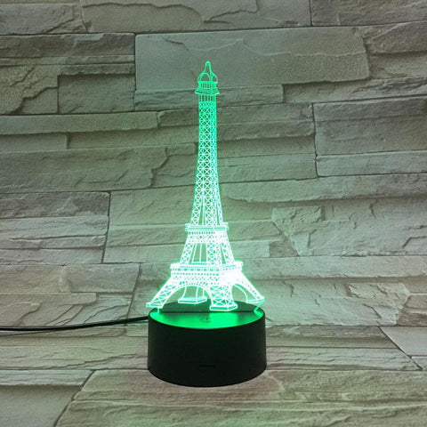 Image of Building of Paris Eiffel Tower 3D Illusion Lamp Night Light