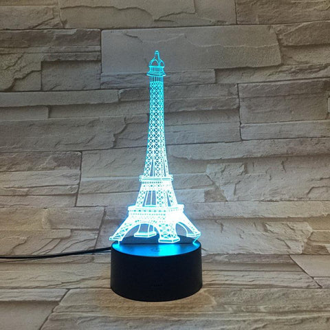 Image of Building of Paris Eiffel Tower 3D Illusion Lamp Night Light