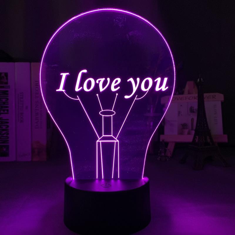 Bulbing I Love You 3D Illusion Lamp Night Light