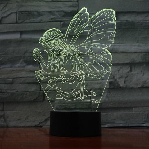 Image of Butterfly Girl 3D Illusion Lamp Night Light