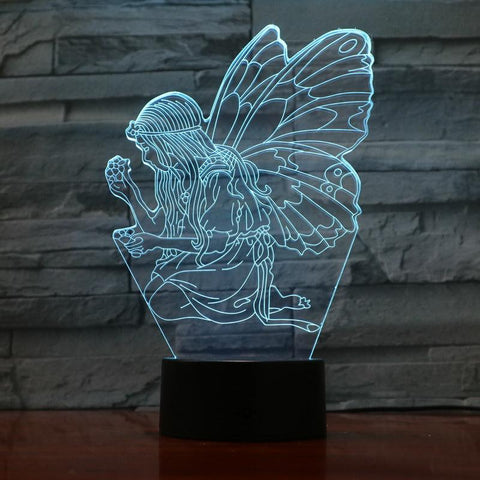 Image of Butterfly Girl 3D Illusion Lamp Night Light
