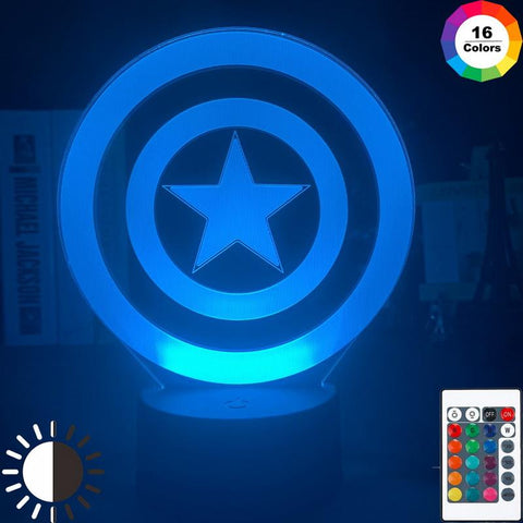 Image of Captain Americas Shield 3D Illusion Lamp Night Light