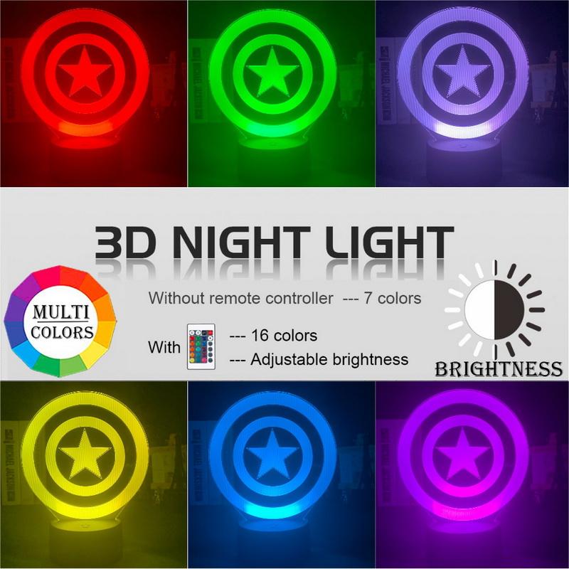 Captain Americas Shield 3D Illusion Lamp Night Light