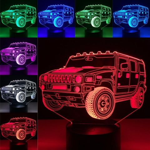 Image of Car Jeep 3D Illusion Lamp Night Light