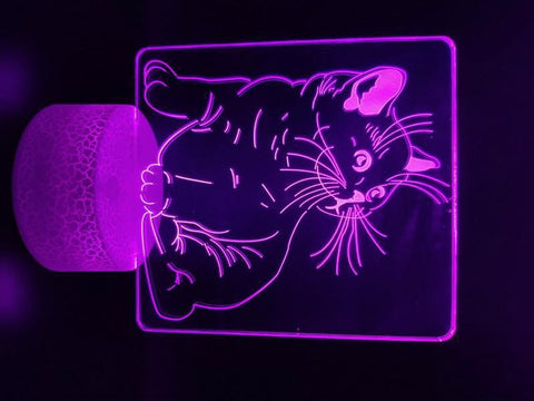 Image of Cats Pets The Kitten Lovely 3D Illusion Lamp Night Light