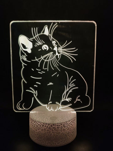 Image of Cats Pets The Kitten Lovely 3D Illusion Lamp Night Light