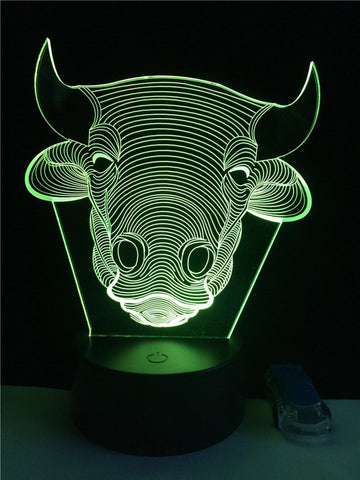 Image of Cattle Bull Cow Fade 3D Illusion Lamp Night Light