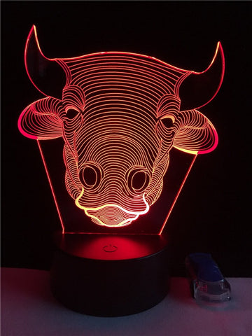 Image of Cattle Bull Cow Fade 3D Illusion Lamp Night Light