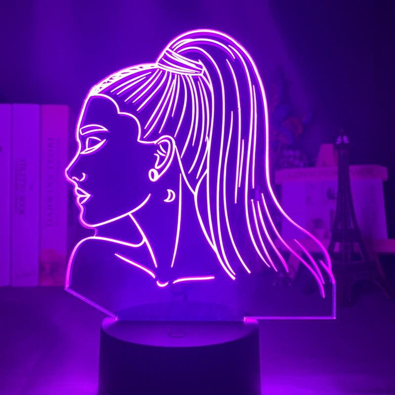 Celebrity Singer Ariana Grande Face 3D Illusion Lamp Night Light 4797