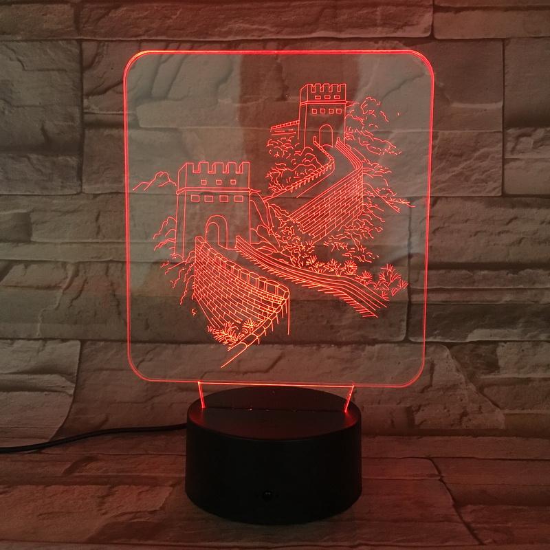 Chinese Famous Place The Great Wall 3D Illusion Lamp Night Light