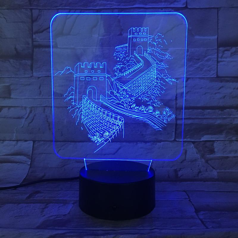 Chinese Famous Place The Great Wall 3D Illusion Lamp Night Light