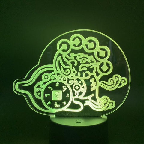 Image of Chinese Mythical Hybrid Creature Chimera Pixiu Money Powerful Protector Animal 3D Illusion Lamp Night Light