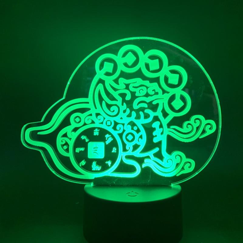 Chinese Mythical Hybrid Creature Chimera Pixiu Money Powerful Protector Animal 3D Illusion Lamp Night Light