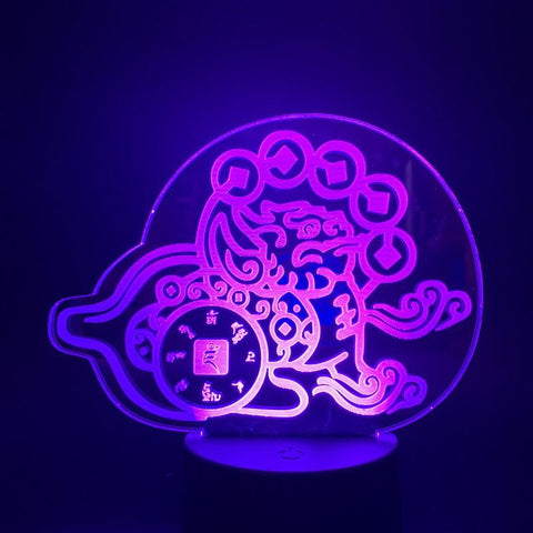 Image of Chinese Mythical Hybrid Creature Chimera Pixiu Money Powerful Protector Animal 3D Illusion Lamp Night Light