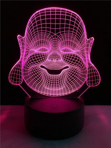 Image of Chinese Style Religion Buddhism Maitreya 3D Illusion Lamp Night Light