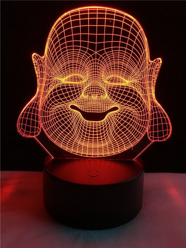Chinese Style Religion Buddhism Maitreya 3D Illusion Lamp Night Light