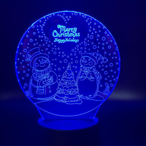 Image of Christmas snowman tree Room 3D Illusion Lamp Night Light