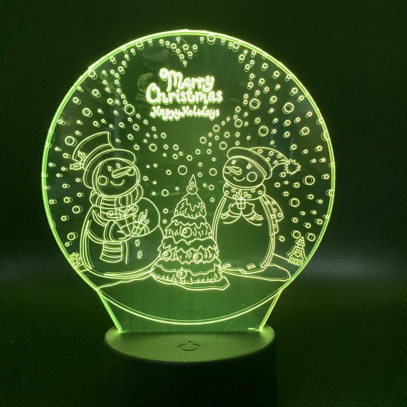 Christmas snowman tree Room 3D Illusion Lamp Night Light