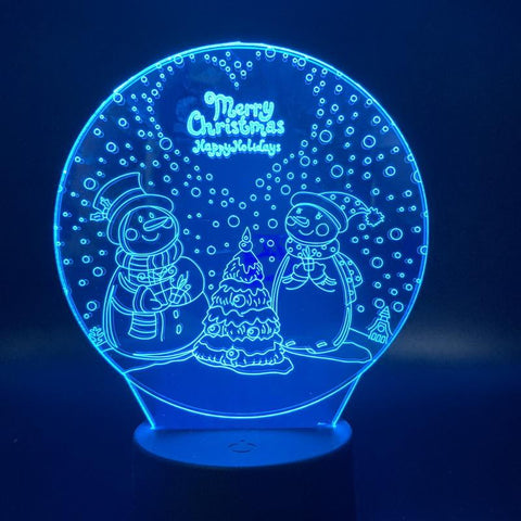 Image of Christmas snowman tree Room 3D Illusion Lamp Night Light