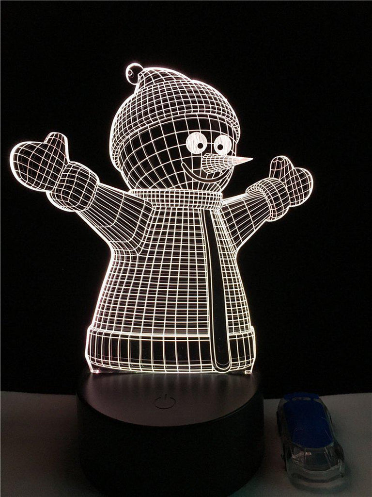 Christmas Xmas Snowman Kawaii 3D Illusion Lamp Night Light