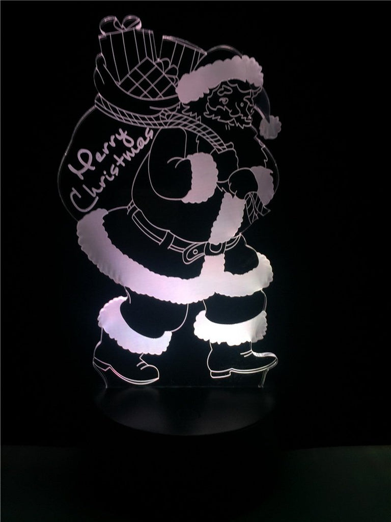 Christms Xmas Santa Claus 3D Illusion Lamp Night Light