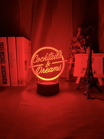 Image of Cocktails Dreams Sign 3D Illusion Lamp Night Light