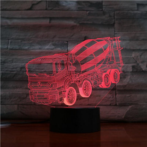 Image of Concrete Agitator Mixer Truck 3D Illusion Lamp Night Light